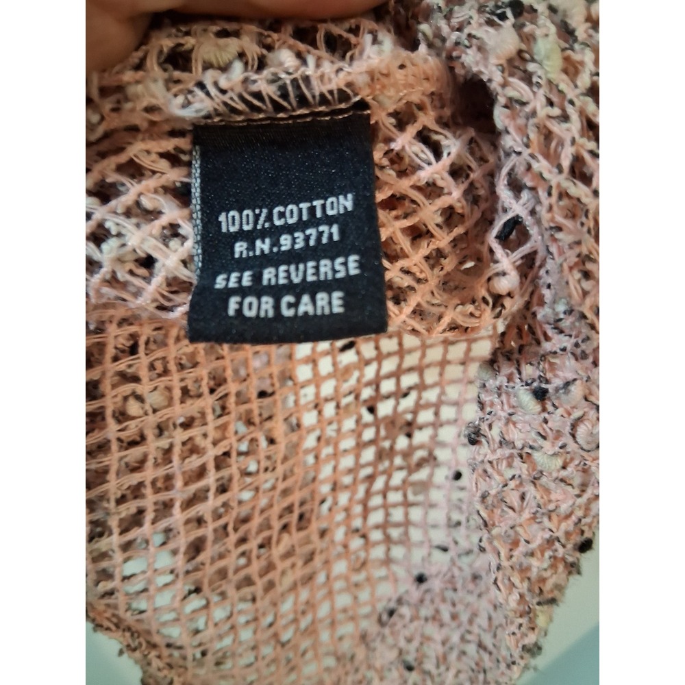 Kaktus Pink Open Knit Cotton Cardigan Boho Handkerchief Hem Button Front Large - Picture 3 of 9